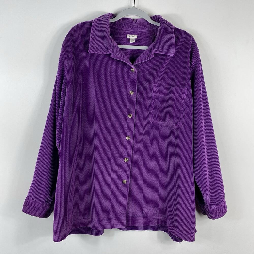 L.L. Bean Top Women's XL Purple Comfort Corduroy Relaxed Shirt 100% Cotton